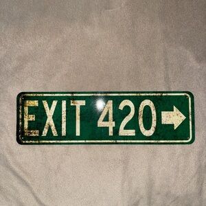 Green Exit 420 Sign Room Decor
